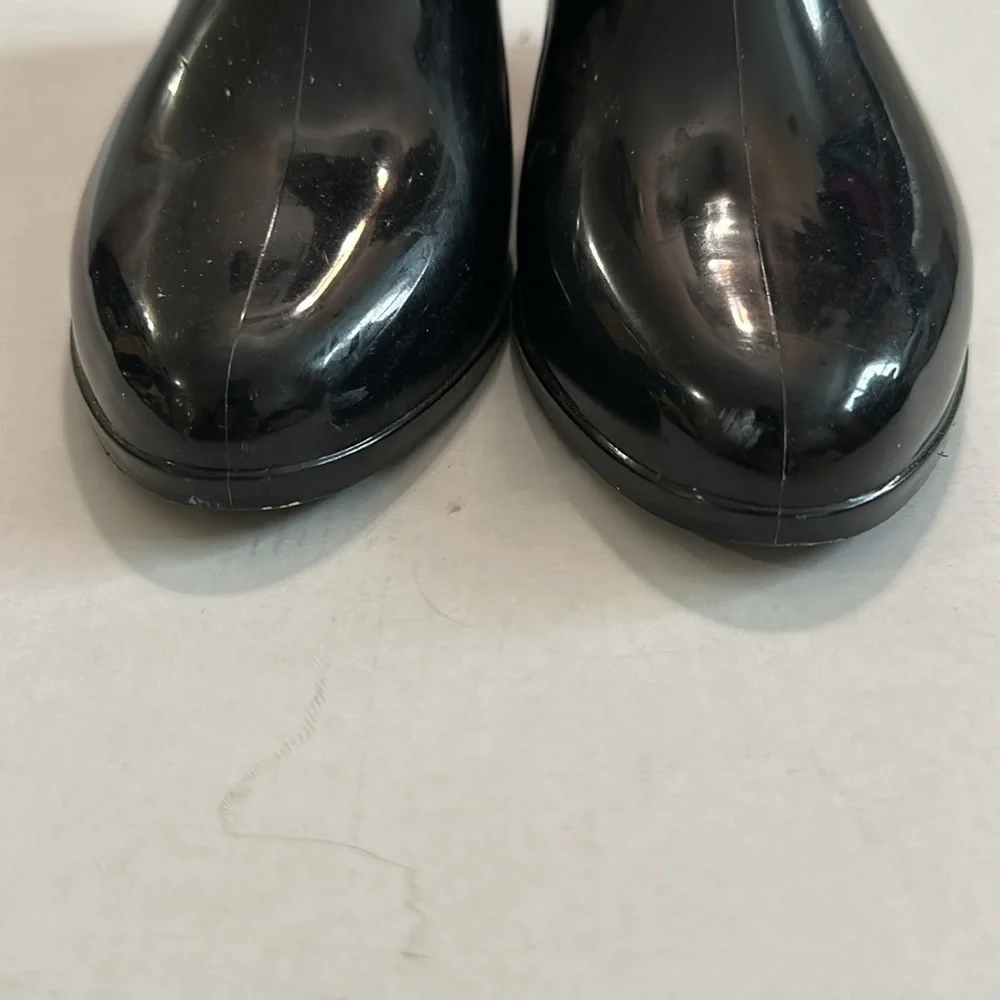 Women's Detailed Silver Strap with cool design ankle Rain Boots black/Silver 7